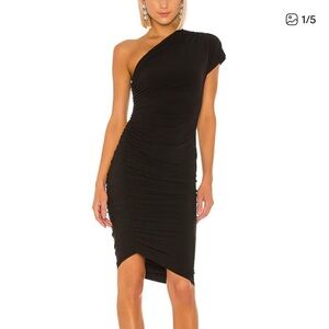 One Sleeve Ruched Cocktail Dress